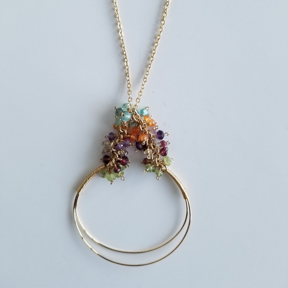 Semi Precious Gemstone Cascade Necklace